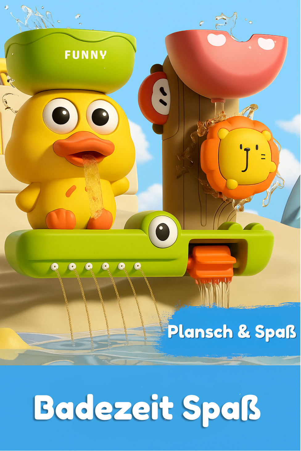 Badespielzeug Ente mit Saugnäpfen – für Babys & Kinder